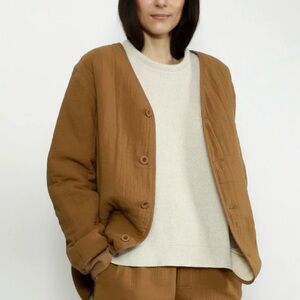 Quilted Cotton Jacket 7115 by Szeki, Bronze. Boyfriend fit.